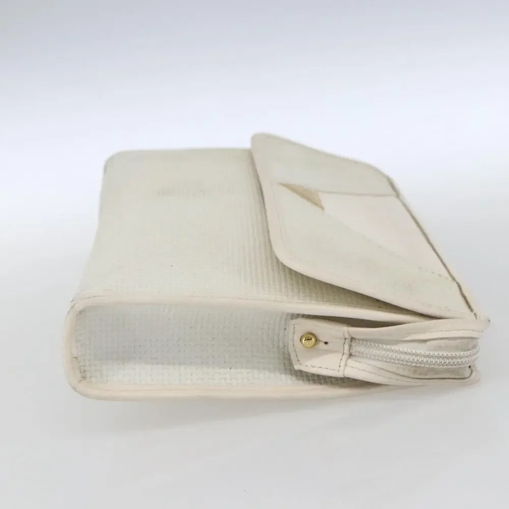Saint Laurent Coated Canvas Clutch Bag White Gold